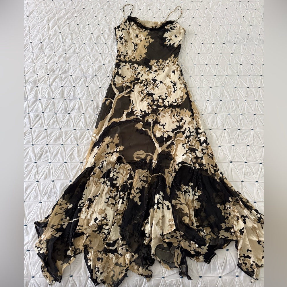 NEW Y2K Silk Ethereal Dress with Glass Beading, size medium
